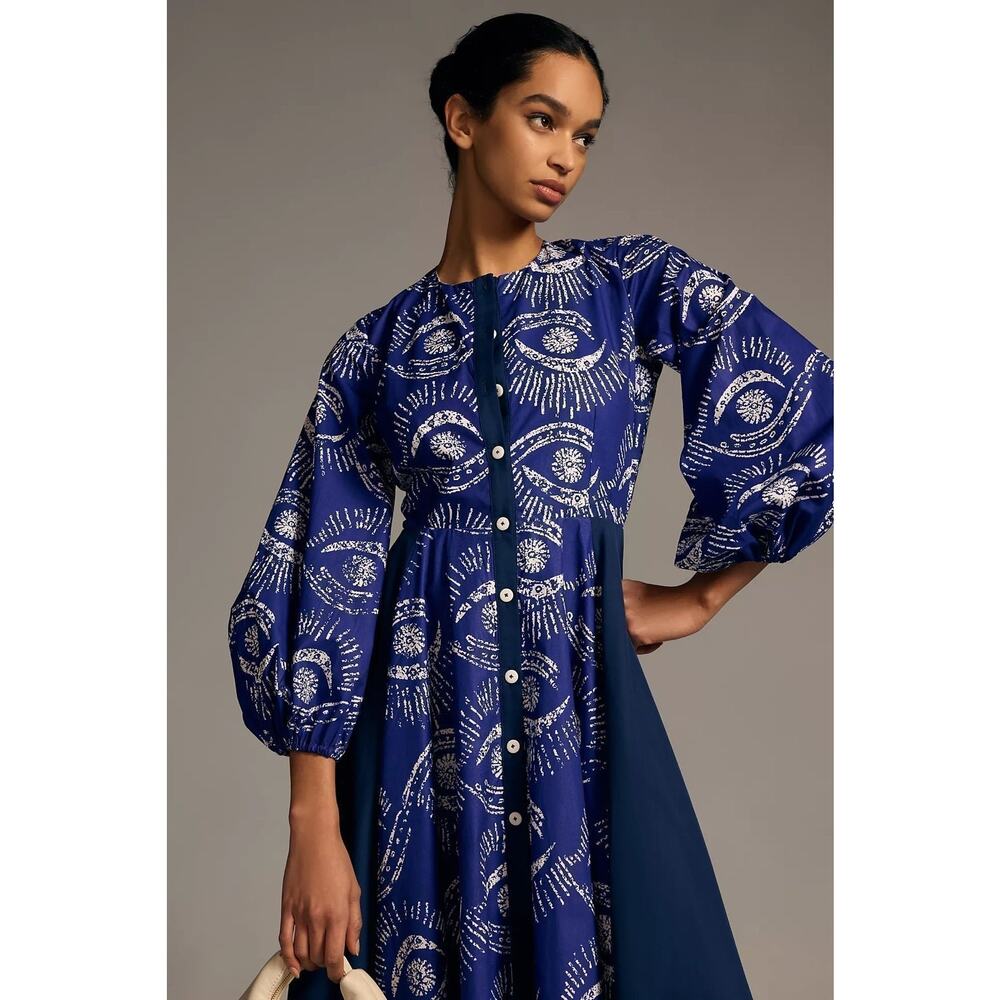 NWT❤️Anthro Kahindo Long-Sleeve Cutout Dress szS - Picture 3 of 12